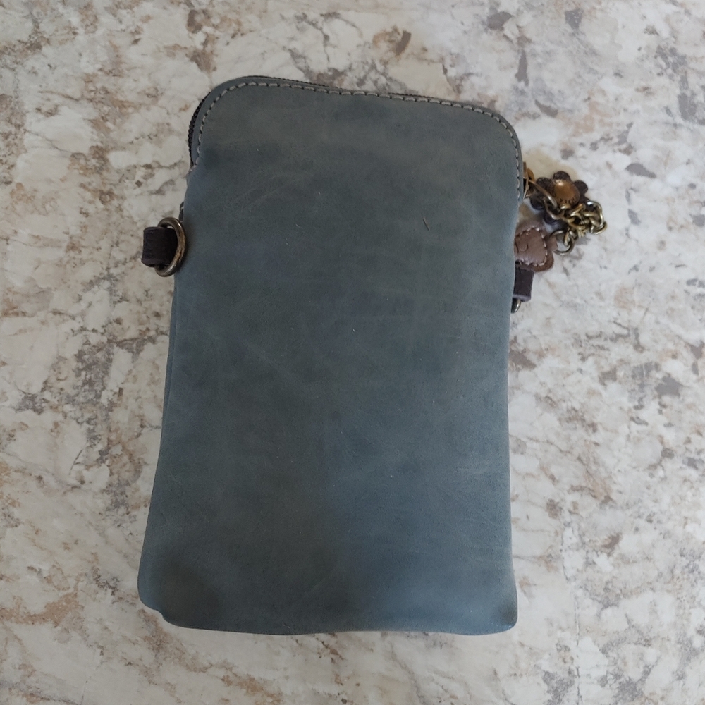 Chala Women's Blue Vegan Leather Crossbody Purse - Picture 2 of 7